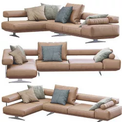 Leather Sofa Wing By Flexform 3D model