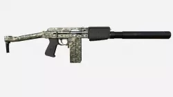 Low-poly model of pixel camo rifle 9A-91 with silencer Low-poly 3D model