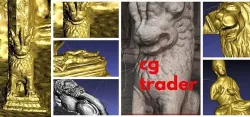 madurai meenatchi temple lions and chennai express mall statues 3D model
