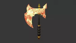 Medieval Battle Axe 09 Elemental Fire - Fantasy Weaponry Low-poly 3D model