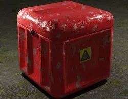 Metal box with danger sign closed low-poly 3d model Low-poly 3D model