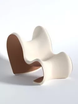 Minimalistic brown leather chair with a complex shape 3D model
