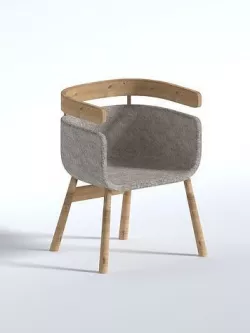 Modern armchair with a wooden back 3D model