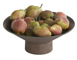 Organic Pears In Ceramic Bowl 3D model
