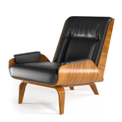 Paulo Bent Ply Leather Chair-corona 3D model