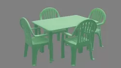 Plstic monobloc chair table set Low-poly 3D model