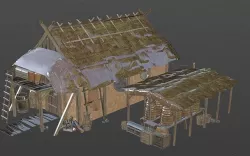 realistic bamboo house 3D model