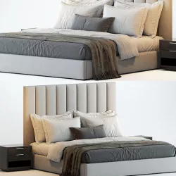 RH Modena Vertical Channel Panel Fabric Platform Bed Low-poly 3D model
