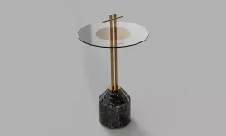 Round side table glass brass and marble 3D model