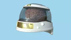 SciFi Brain Helmet 04 White Gold - Character Design Fashion Low-poly 3D model