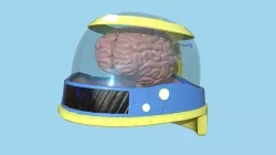 SciFi Brain Helmet 07 Blue Cartoon - Character Design Fashion Low-poly 3D model