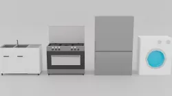 Set of household items Low-poly 3D model