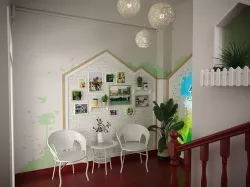 Stair section reading area corner theme wall 3D model