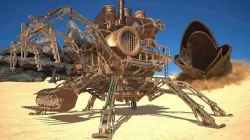 SteamPunk Dune Harvester Train Animated PBR GameReady Low-poly 3D model