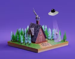 Stylized house model low-poly game ready Low-poly 3D model