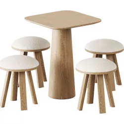 Table POV 460 S60 by Ton and Stool BuzziMilk by BuzziSpace 3D model