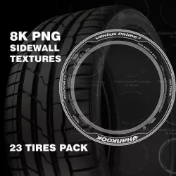Tire sidewall 8K PNG textures pack 23 tires Texture