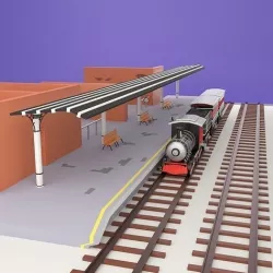 Train Station Low poly 3D model