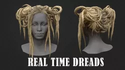 Two buns dreads Low-poly 3D model