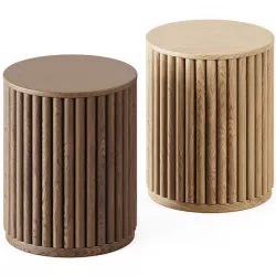Wood Fluted Drum End Table Natural by Project 62 3D model
