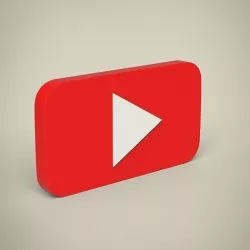 YouTube button Low-poly 3D model