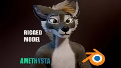 Amethysta Anthro Wolf 3D model