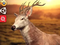 Animated Lowpoly Fur Deer Stag   Low-poly 3D model