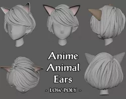 Anime Animal Ears Low-poly 3D model
