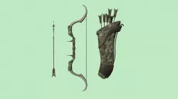 Archer Bow 07 Hunter Camouflage - Quiver Ranger Weaponry Low-poly 3D model