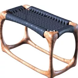  banquette with a wicker leather seat 3D model
