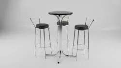 bar stool and table 3D model