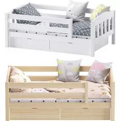 Bed With a Side Ernie Solid Pine Ekomebel 3D model