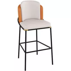 Beige Orange Counter Height Bar Stool 3D model