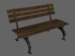 Bench old wooden street Low-poly 3D model