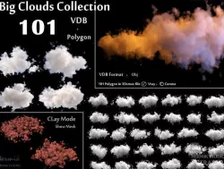 Big 3D Clouds Polygon and VDB Collection - 101 clouds models 3D model
