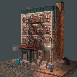 Brick building constructor Low-poly 3D model
