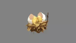 Cartoon bird nest - fledgling - chicks in the nest Low-poly 3D model