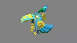 Cartoon organ bird - mechanical bird Low-poly 3D model