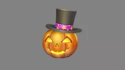 Cartoon smiley pumpkin lantern wearing gentleman hat - halloween Low-poly 3D model
