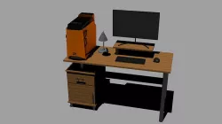 Computer Desk with Acer Aspire G7700 Predator Low-Poly 3D model Low-poly 3D model