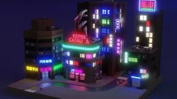 Cyberpunk Buildings 2  Low-poly 3D model