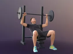 Dan 20043-06 - Animated Sports Man workout benchpress 3D model