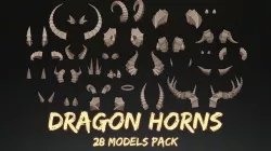 Dragon Horns pack -28 models 3D model