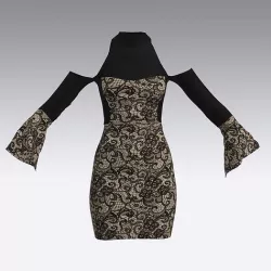 DRESS LACE BLACK  LOW SHOULDER  3D model