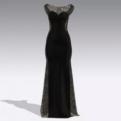 dress lace black trasparent hourglass 3D model