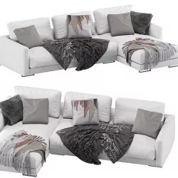 Flexform Magnum Chaise Longue Sofa Velvet 3D model
