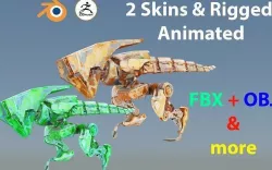 Futuristic Raptoid Dinosaur Rigged Animated Low-poly 3D model