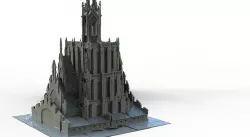 Gothic sinister large cathedral horror structure 3D model