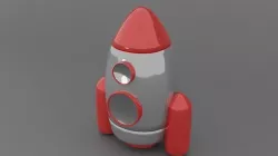 gray rocket Low-poly 3D model
