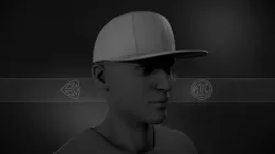 Gray Snapback Cap Low-poly 3D model
